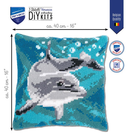 DIY Cross stitch cushion kit "Dolphin"