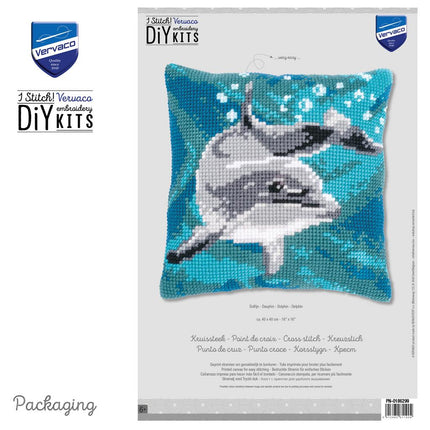 DIY Cross stitch cushion kit "Dolphin"