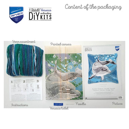 DIY Cross stitch cushion kit "Dolphin"