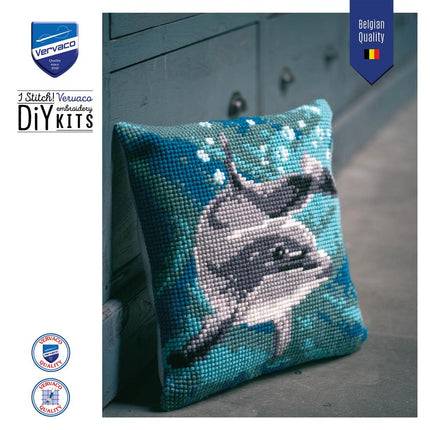 DIY Cross stitch cushion kit "Dolphin"
