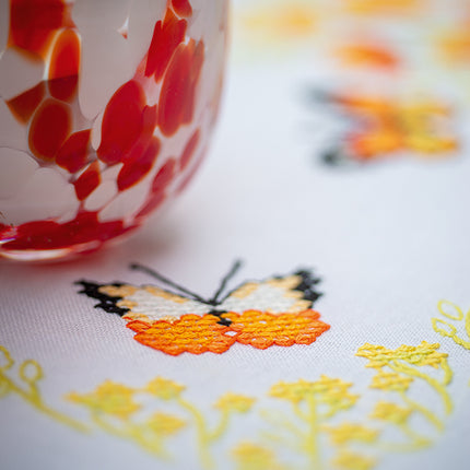 DIY Printed Tablecloth kit "Orange flowers and butterflies"