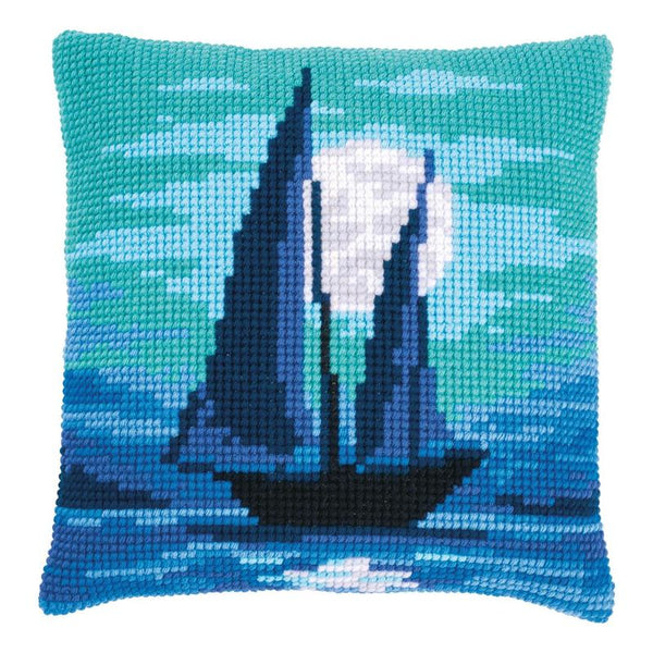 DIY Cross stitch cushion kit "Sailboat in moonlight"