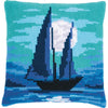 DIY Cross stitch cushion kit "Sailboat in moonlight"