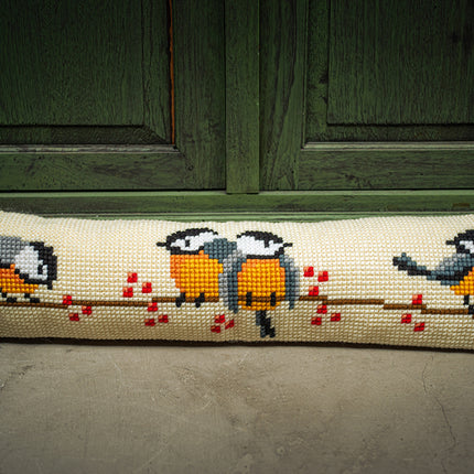 DIY Cross Stitch Cushion Kit "Tomtits", Draft stopper kit
