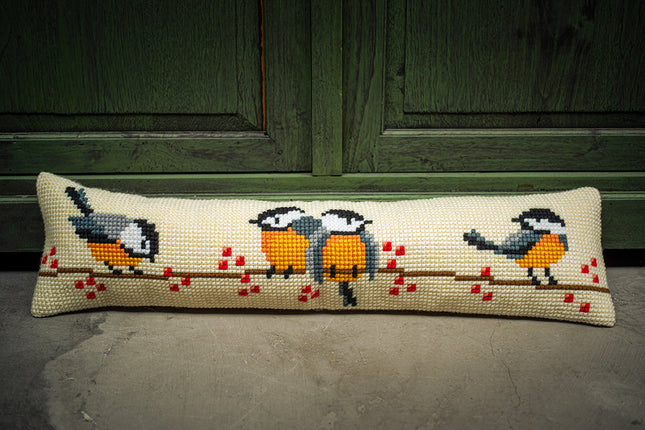 DIY Cross Stitch Cushion Kit "Tomtits", Draft stopper kit