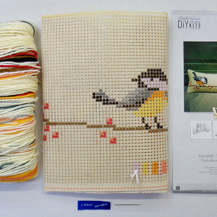 DIY Cross Stitch Cushion Kit "Tomtits", Draft stopper kit