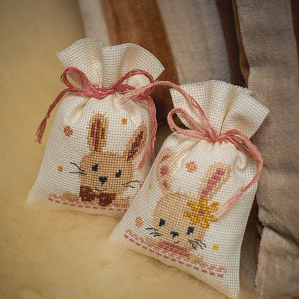 DIY Counted Cross Stitch Kit "Bag kit Sweet bunnies set of 2"