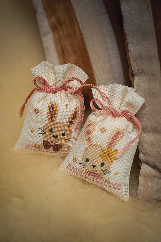 DIY Counted Cross Stitch Kit "Bag kit Sweet bunnies set of 2"