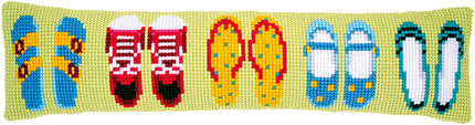 DIY Cross Stitch Cushion Kit "Summer shoes", Draft stopper kit