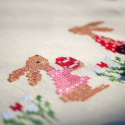 DIY Printed Tablecloth kit "Easter rabbits in tulip"