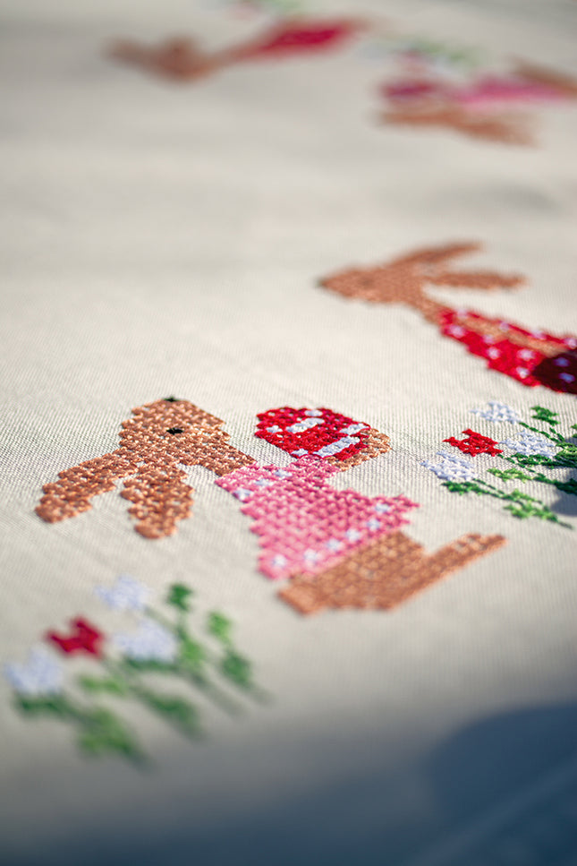 DIY Printed Tablecloth kit "Easter rabbits in tulip"