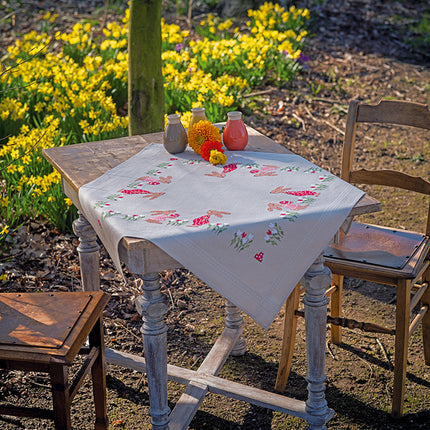 DIY Printed Tablecloth kit "Easter rabbits in tulip"