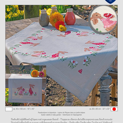 DIY Printed Tablecloth kit "Easter rabbits in tulip"