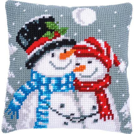 DIY Cross stitch cushion kit "Snowmen"