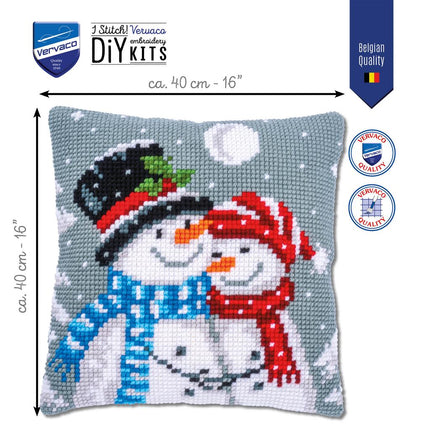 DIY Cross stitch cushion kit "Snowmen"