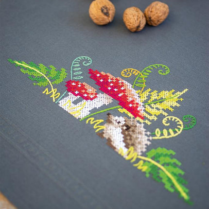 DIY Printed Tablecloth kit "Little hedgehog with ferns"