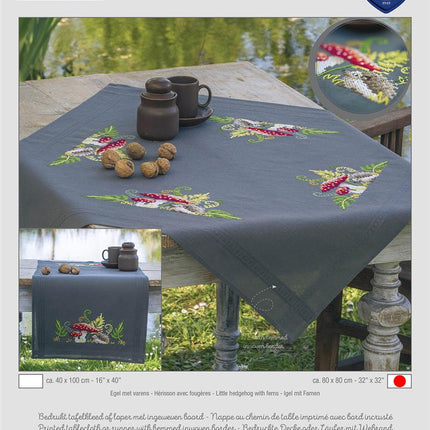 DIY Printed Tablecloth kit "Little hedgehog with ferns"