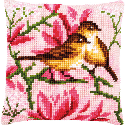 DIY Cross stitch cushion kit "Birds and magnolia"