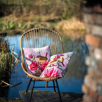 DIY Cross stitch cushion kit "Birds and magnolia"