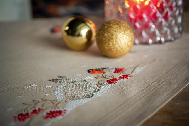 DIY Printed Tablecloth kit "Snow hare and goldfinch"
