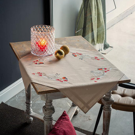 DIY Printed Tablecloth kit "Snow hare and goldfinch"