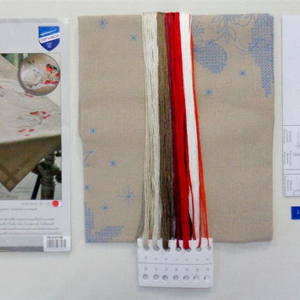 DIY Printed Tablecloth kit "Snow hare and goldfinch"