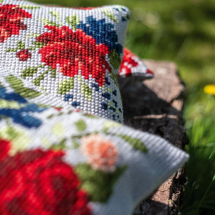 DIY Cross stitch cushion kit "Peonies"