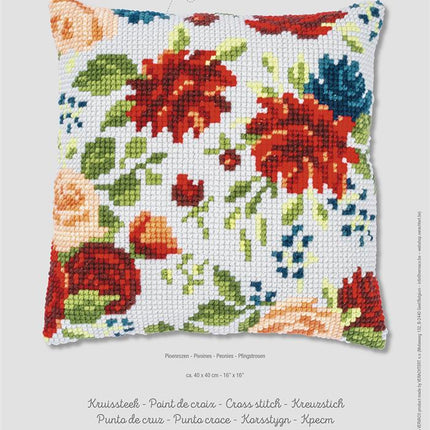 DIY Cross stitch cushion kit "Peonies"