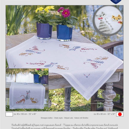 DIY Printed Tablecloth kit "Striped cats"