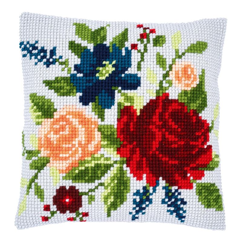 DIY Cross stitch cushion kit "Peonies"