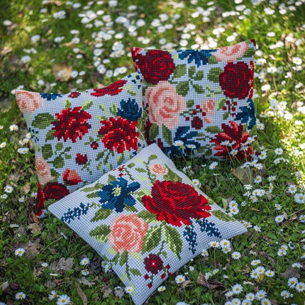 DIY Cross stitch cushion kit "Peonies"