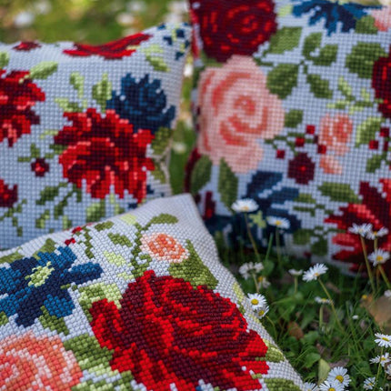 DIY Cross stitch cushion kit "Peonies"