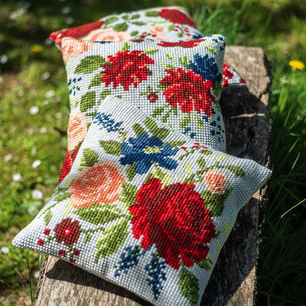 DIY Cross stitch cushion kit "Peonies"