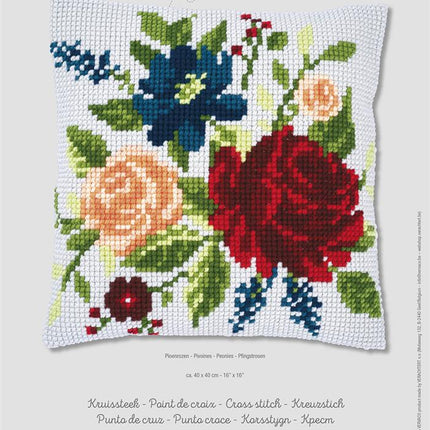 DIY Cross stitch cushion kit "Peonies"