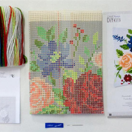 DIY Cross stitch cushion kit "Peonies"