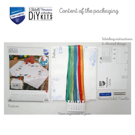 DIY Printed Tablecloth kit "Colourful chickens"