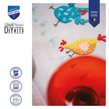 DIY Printed Tablecloth kit "Colourful chickens"
