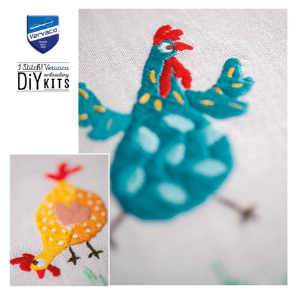 DIY Printed Tablecloth kit "Colourful chickens"