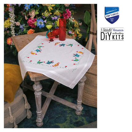 DIY Printed Tablecloth kit "Colourful chickens"