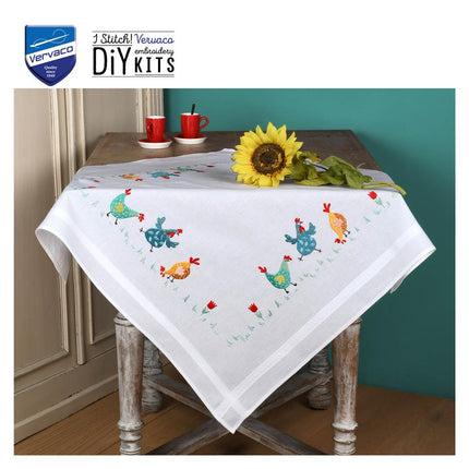 DIY Printed Tablecloth kit "Colourful chickens"