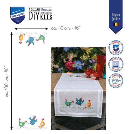 DIY Table Runner kit "Colourful chickens"