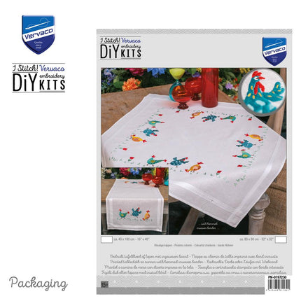 DIY Table Runner kit "Colourful chickens"