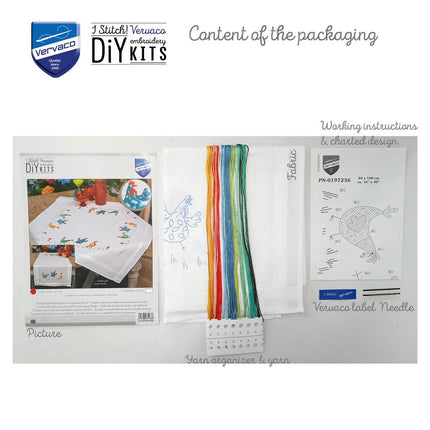 DIY Table Runner kit "Colourful chickens"