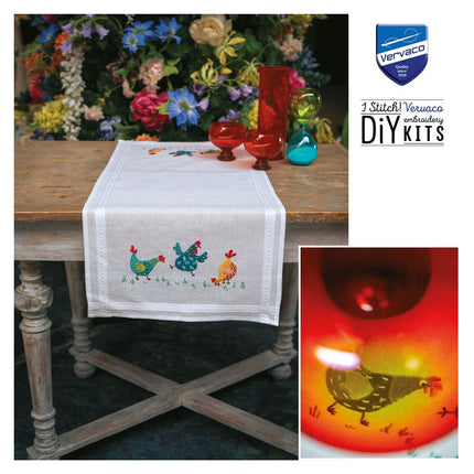 DIY Table Runner kit "Colourful chickens"