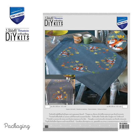 DIY Table Runner kit "PN-0198567 Cross stitch kit (track) 40x100cm Vervaco "Foxes in autumn""
