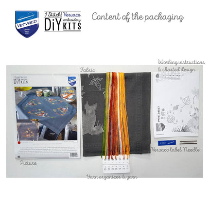 DIY Table Runner kit "PN-0198567 Cross stitch kit (track) 40x100cm Vervaco "Foxes in autumn""