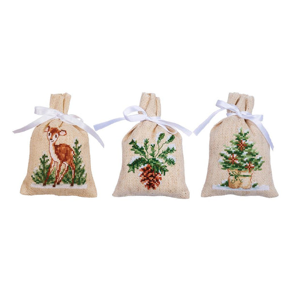 DIY Counted Cross Stitch Kit "Bag kit Winter set of 3"