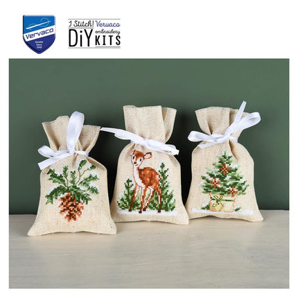 DIY Counted Cross Stitch Kit "Bag kit Winter set of 3"