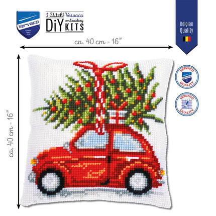 DIY Cross stitch cushion kit "Christmas machine"