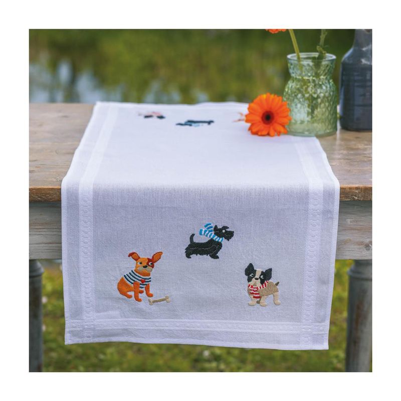 DIY Table Runner kit "PN-0199283 Kit for embroidery cross (track) Vervaco, "Doggies""